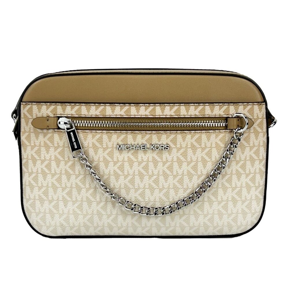 NEW Michael Kors East West Ombre Leather Zip Chain Crossbody Bag Husk Handbag LG